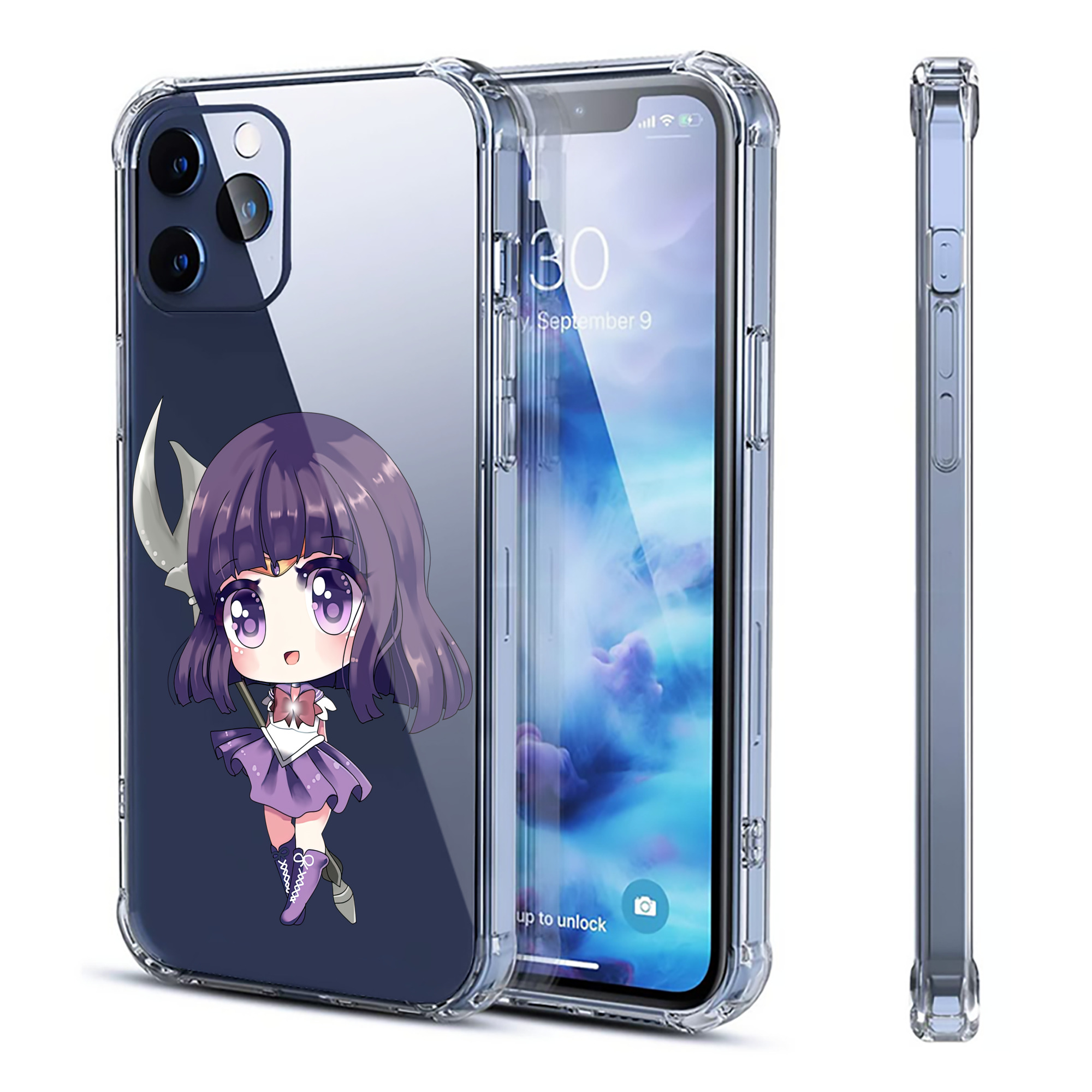 （画像用） 美少女戦士セーラームーン 土萠ほたる Sailor Moon Tomoe Hotaru （セーラーサターン；Sailor Saturn） 【iPhone 12シリーズ対応】透明スマホケース（クリアソフトケース）